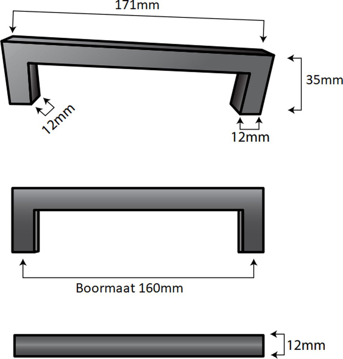 Handle Black 160 mm Modern