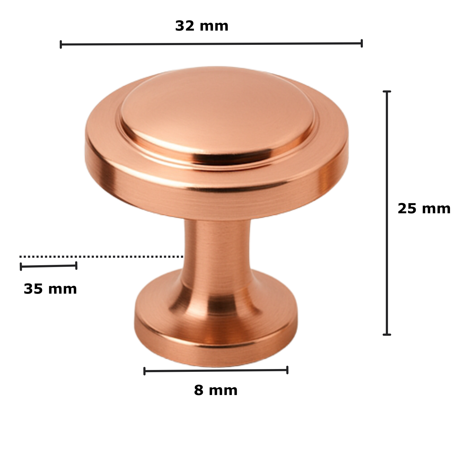Furniture knob rose gold round