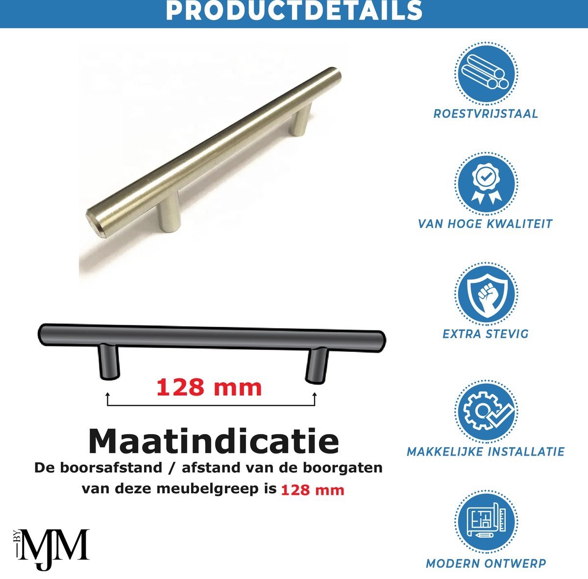 T-handle 128 MM stainless steel
