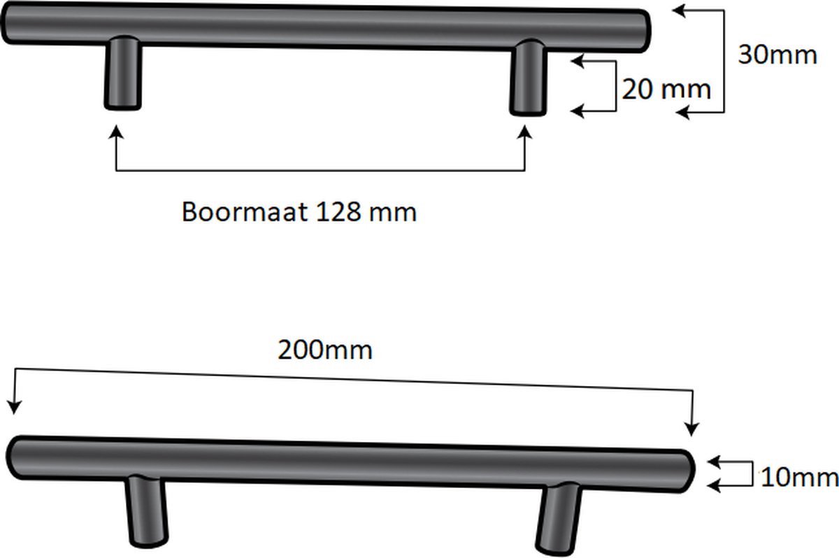 T-handle 128 MM stainless steel