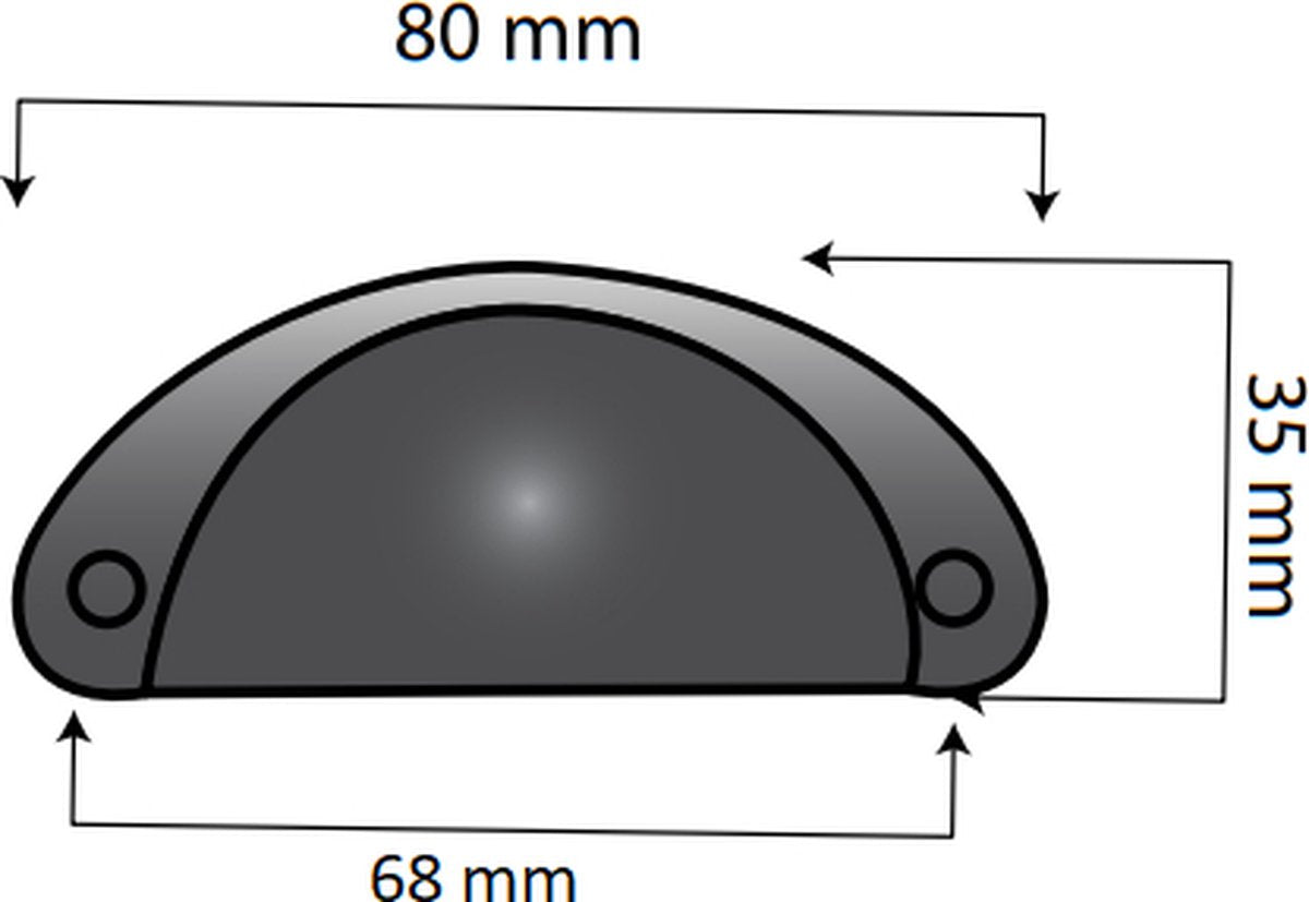 Cup handle 68 MM Black