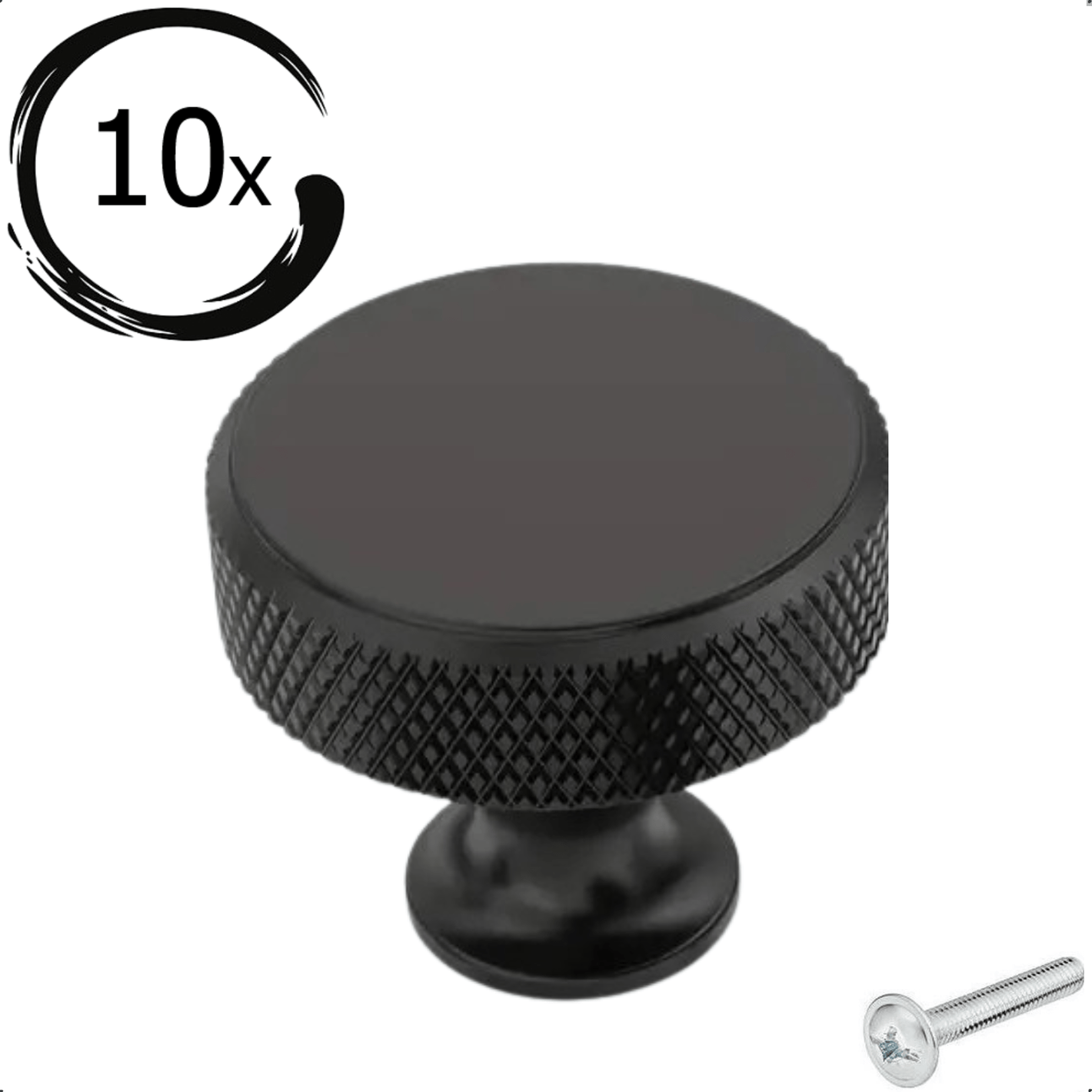 10X Deurknop 30mm Aluminium Zwart – Lowell - BY MJM - GMJ103-10