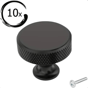 10X Deurknop 30mm Aluminium Zwart – Lowell - BY MJM - GMJ103-10