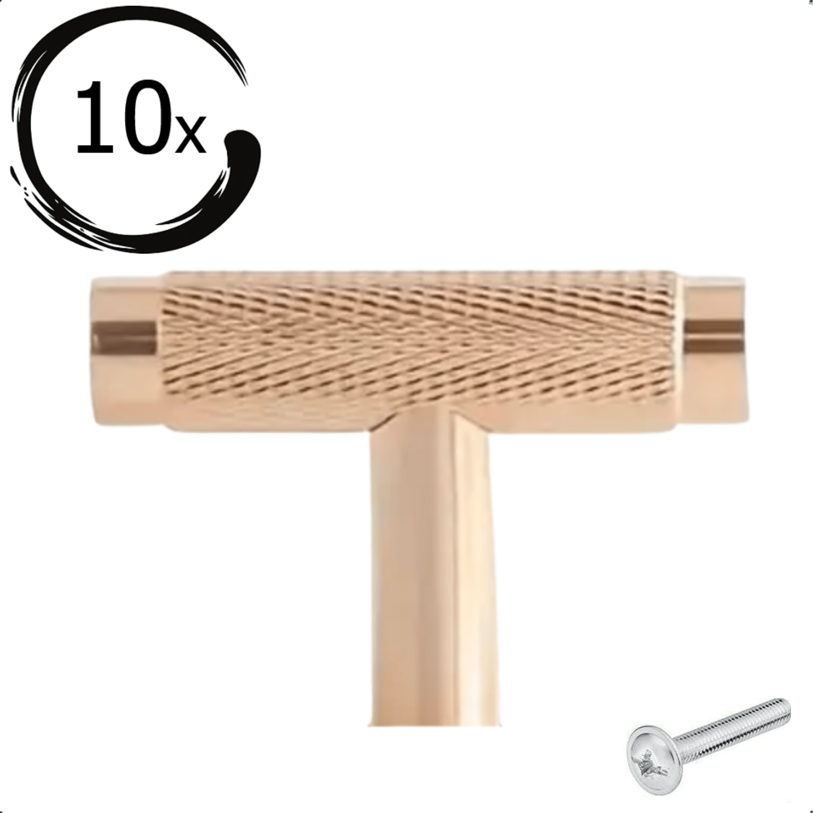 10X Deurknop T - greep 50mm Aluminium Goud – Waco - BY MJM - GMJ104-10