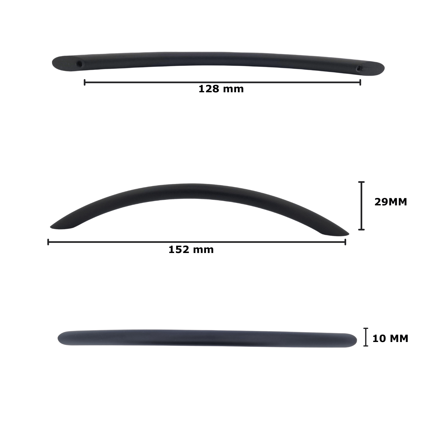 10X Handgreep 128mm Aluminium Zwart – Chicago - BY MJM - GMJ22-10