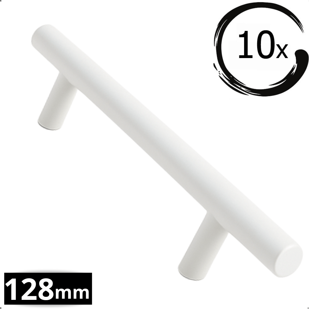 10X Handgreep 128mm RVS Wit – Denver - BY MJM - GMJ56-10