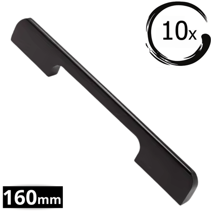 10X Handgreep 160mm Aluminium Zwart – Seattle - BY MJM - GMJ16-10