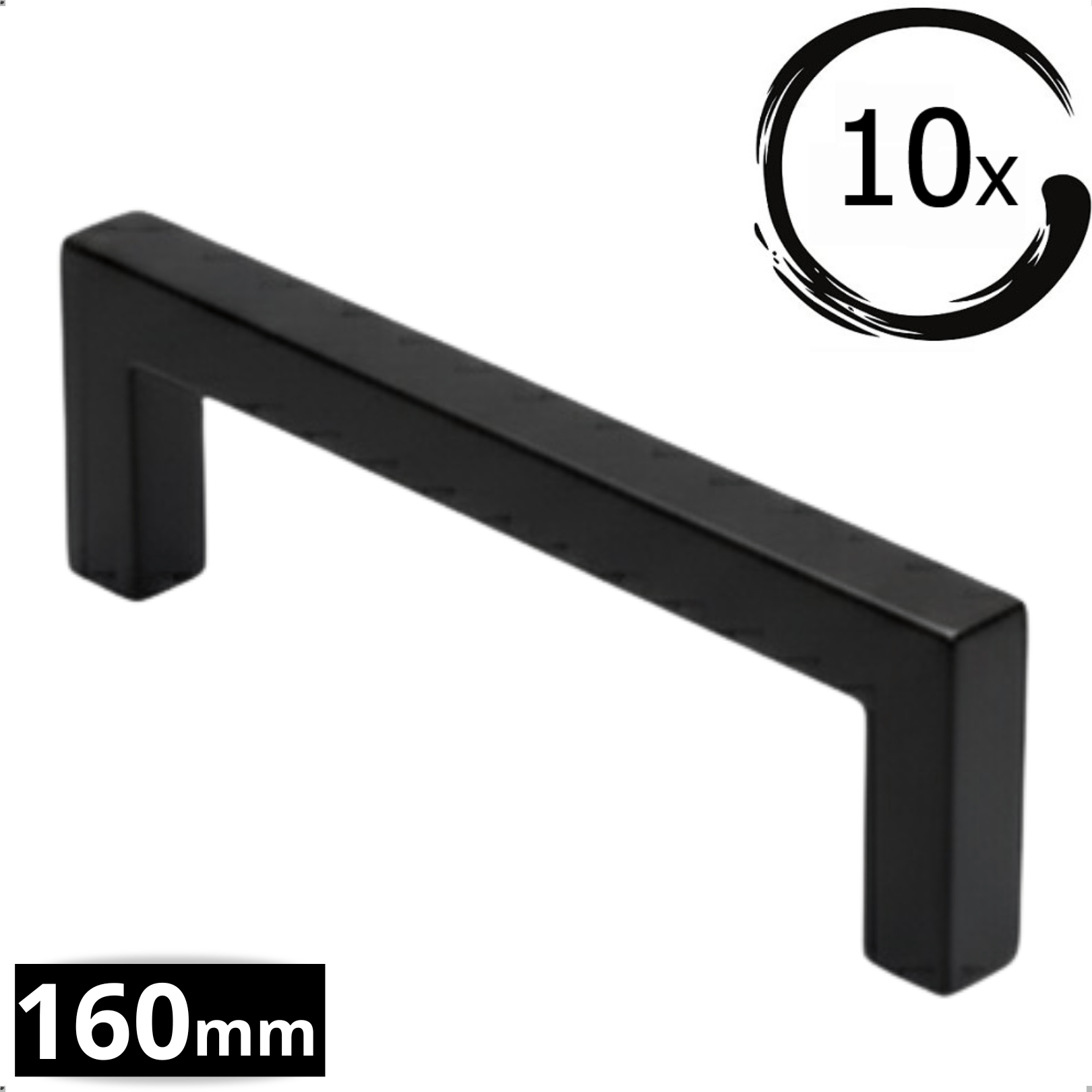 10X Handgreep 160mm Zwart – Dallas - BY MJM - GMJ28-10