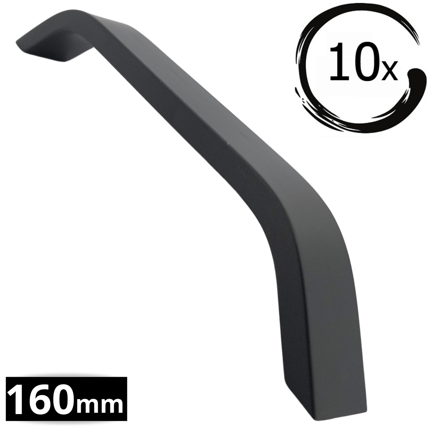 Handgreep Tulsa 160mm mat zwart met afgeronde gebogen vorm en 10x set-indicator