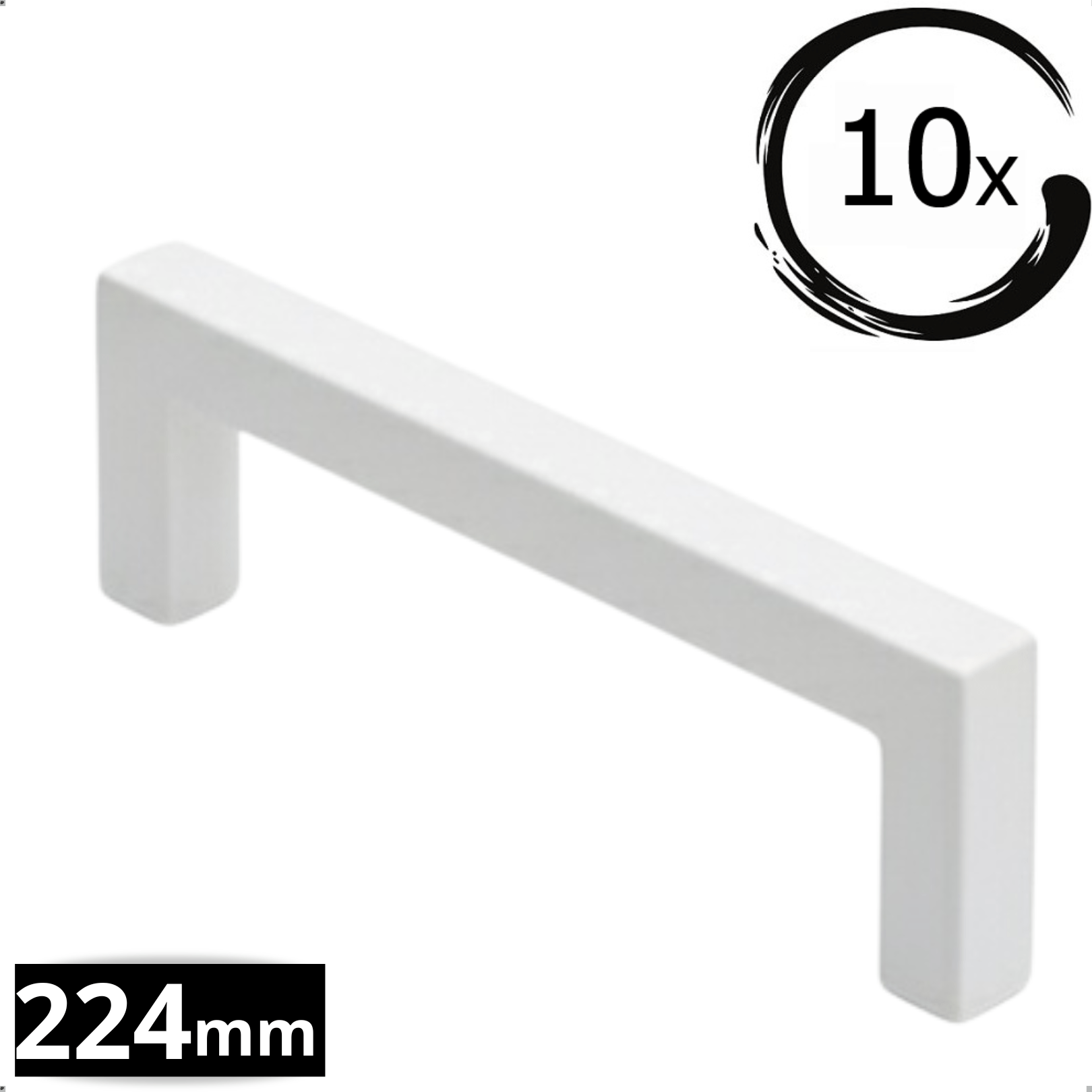 10X Handgreep 224mm RVS Wit – Dallas - BY MJM - GMJ63-10