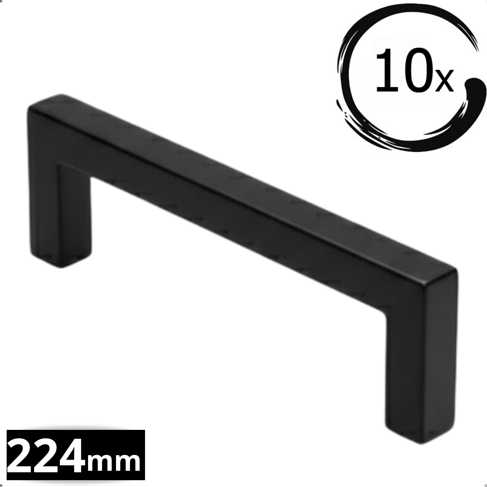 10X Handgreep 224mm RVS Zwart – Dallas - BY MJM - GMJ86-10