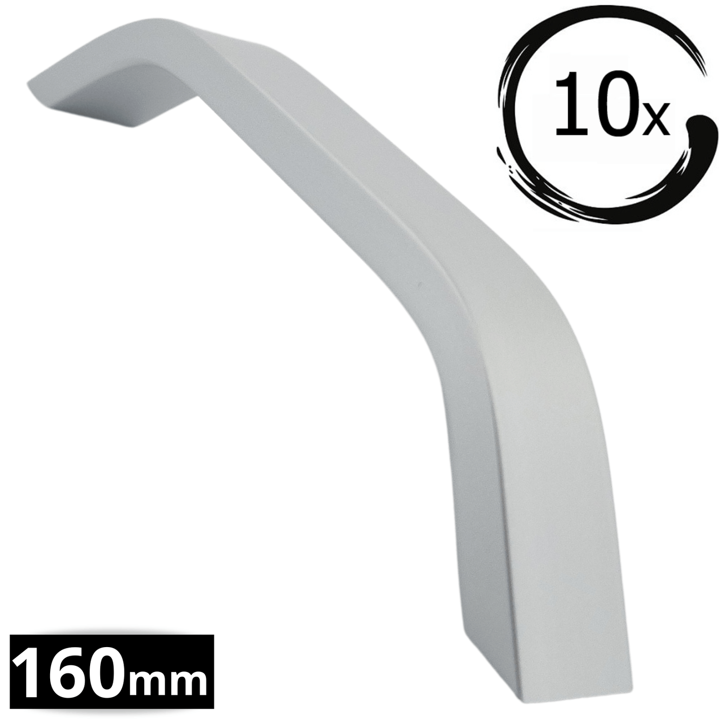 Set van 10 aluminium handgrepen Tulsa 160mm met afgeronde vorm en matte afwerking