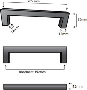 Handgreep Dallas 192 mm RVS Zwart
