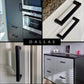Handgreep / Meubelgreep Dallas 192 mm RVS Zwart Set 20 op moderne kasten en lades in interieur.