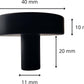 10X Deurknop Circle 40 mm Knop Rond Zwart