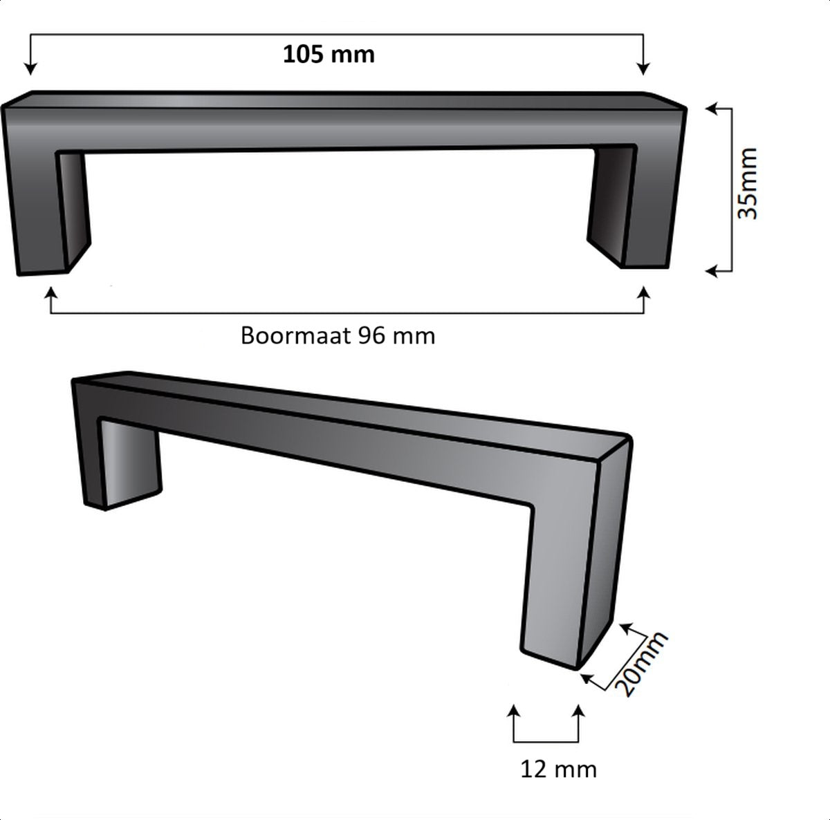 Atlanta 96 mm Edelstahl Schwarz