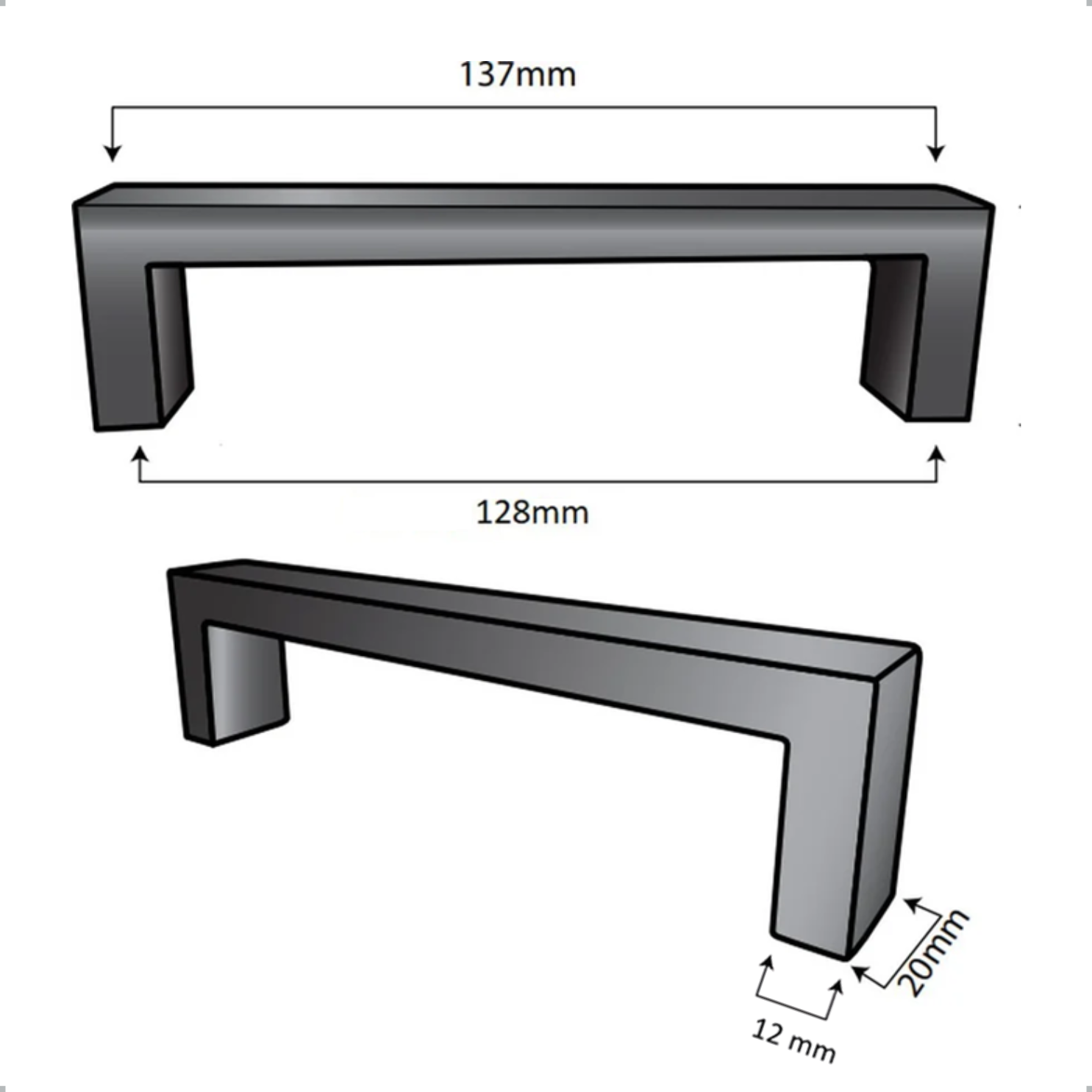 Handgreep Atlanta 128 mm RVS Zwart