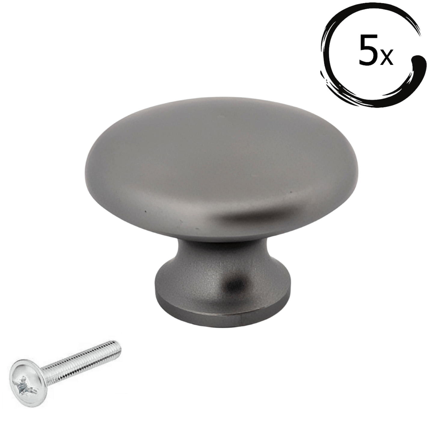 5X Deurknop Macon 27 mm Grijs