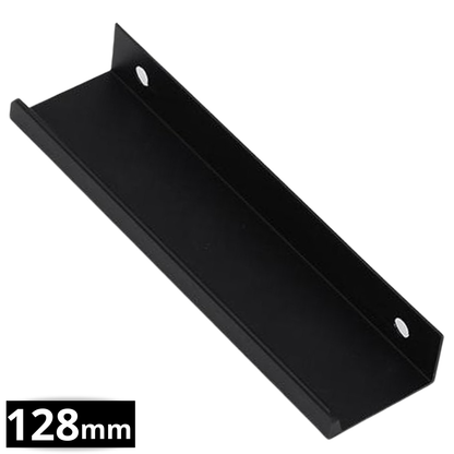 Handgreep Fargo 128mm mat zwart aluminium, rechte profielgreep met 128mm boormaat geschikt voor kast, lade en keukenfront