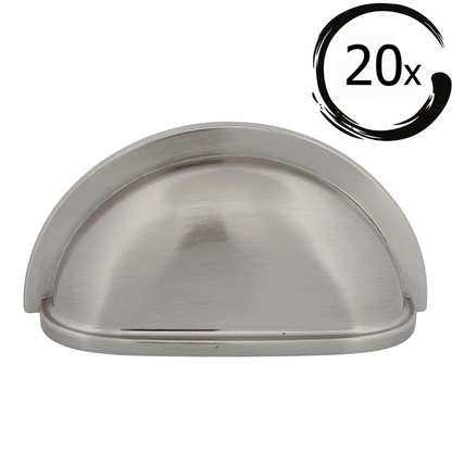 20X Komgreep Columbia 76 mm Geborsteld Nikkel handgreep voor kastdeurtjes in geborsteld nikkel.