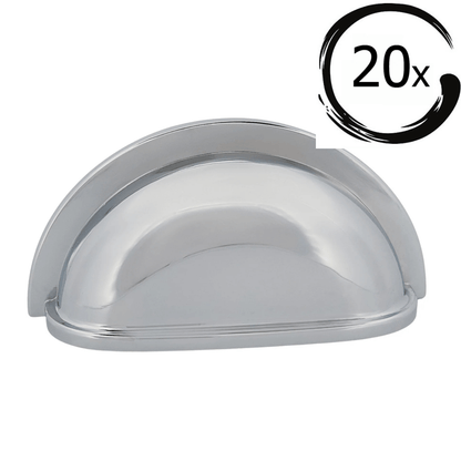 20X Komgreep Columbia 76 mm Chroom handgreep, chroom afwerking, klassieke uitstraling voor kastdeurtjes