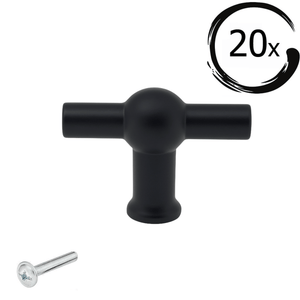 20X Deurknop Kansas 48 mm Zwart