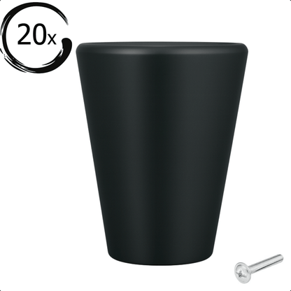 20X Deurknop 19mm Zwart – Akron - BY MJM - GMJ76-20