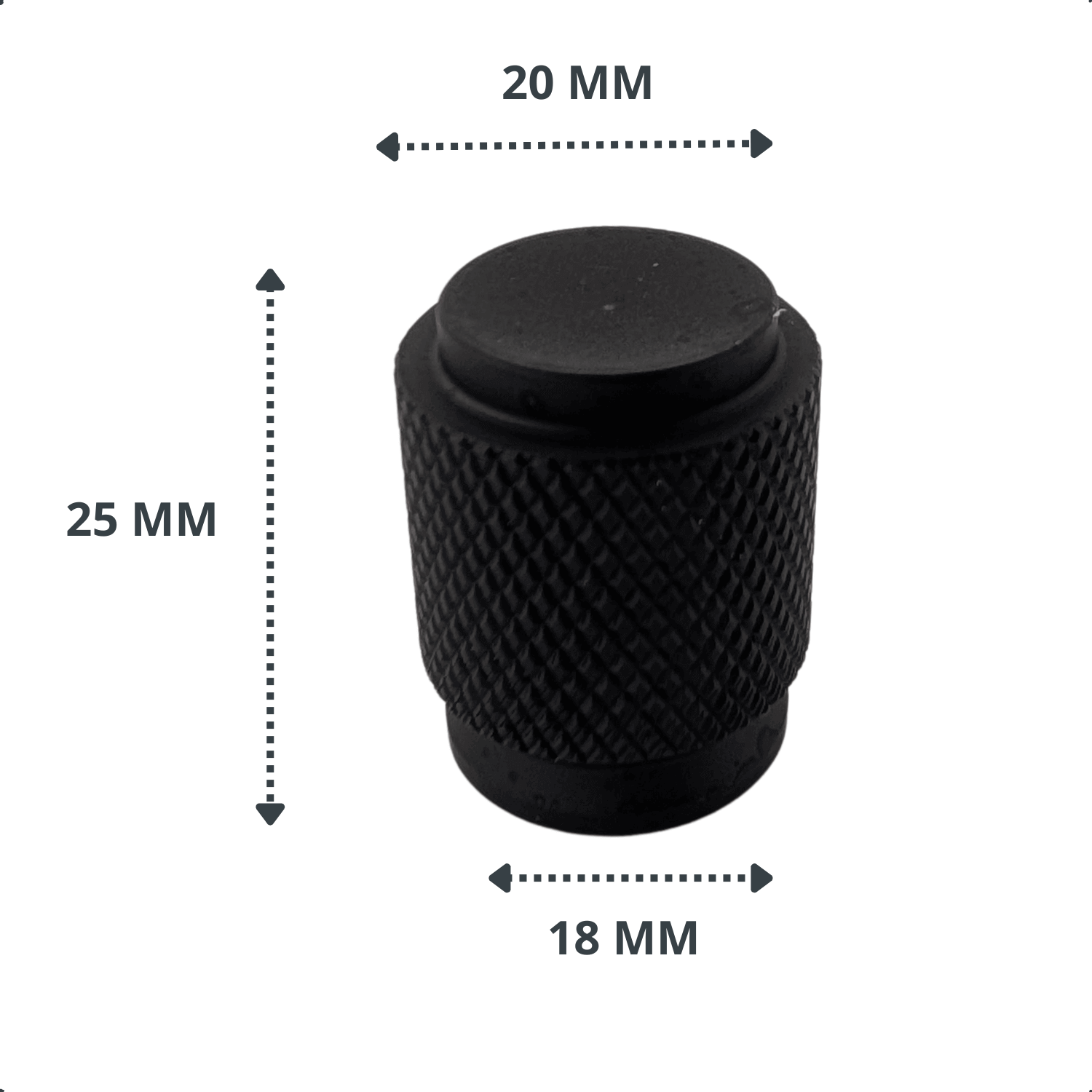 20X Deurknop 20mm Zwart – Dodge - BY MJM - GMJ95-20