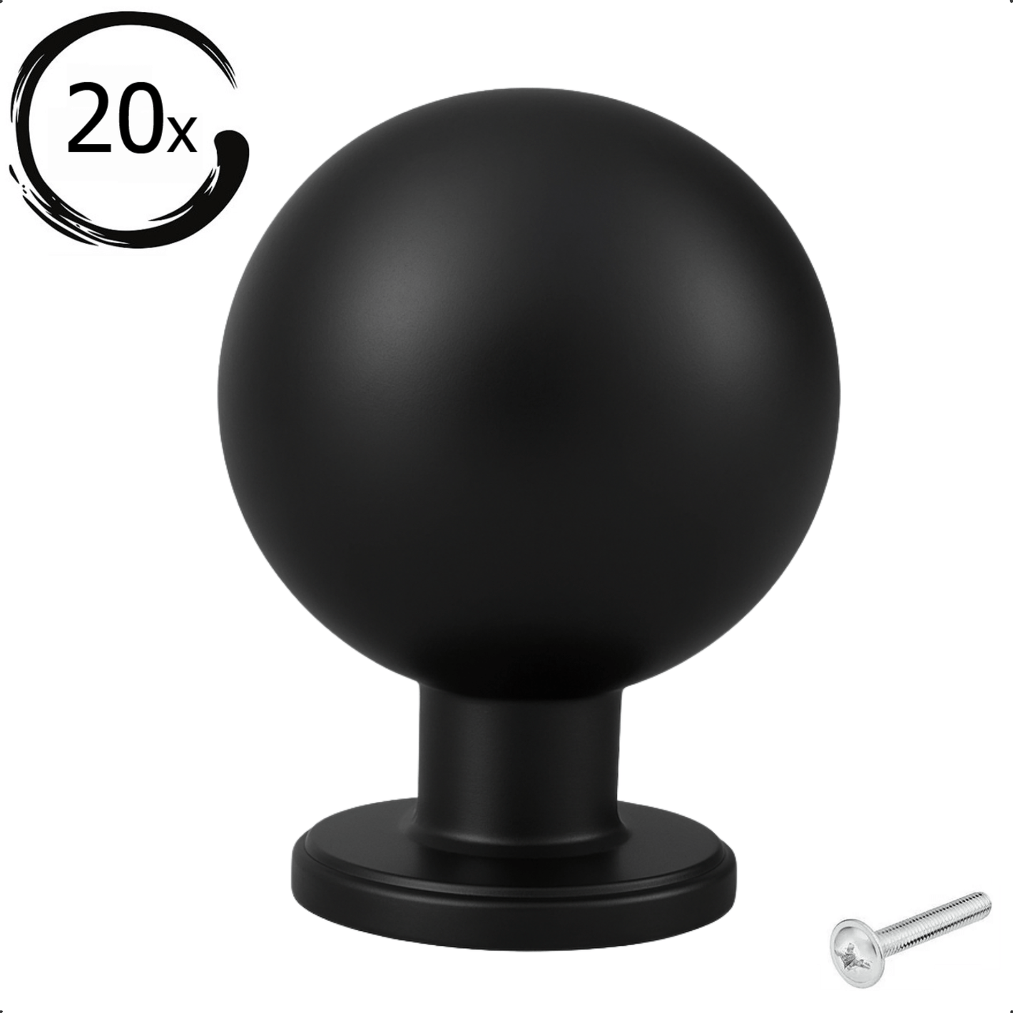 20X Deurknop 24mm Zwart – Madison - BY MJM - GMJ72-20