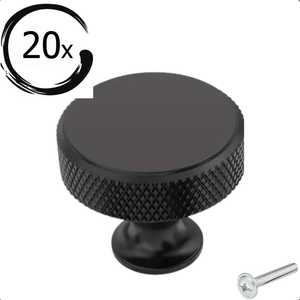 20X Deurknop 30mm Aluminium Zwart – Lowell - BY MJM - GMJ103-20