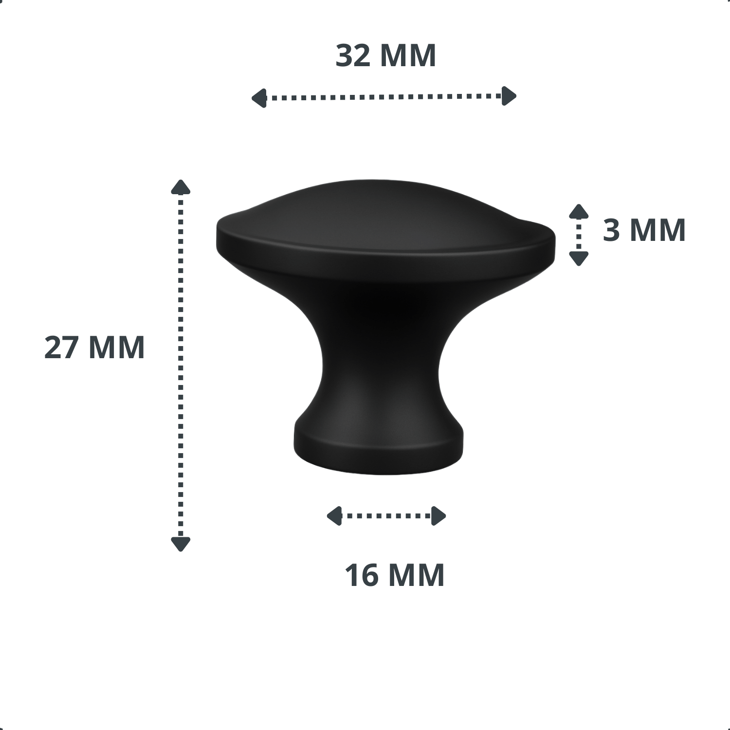 20X Deurknop 32mm Zwart – Rapid - BY MJM - GMJ93-20