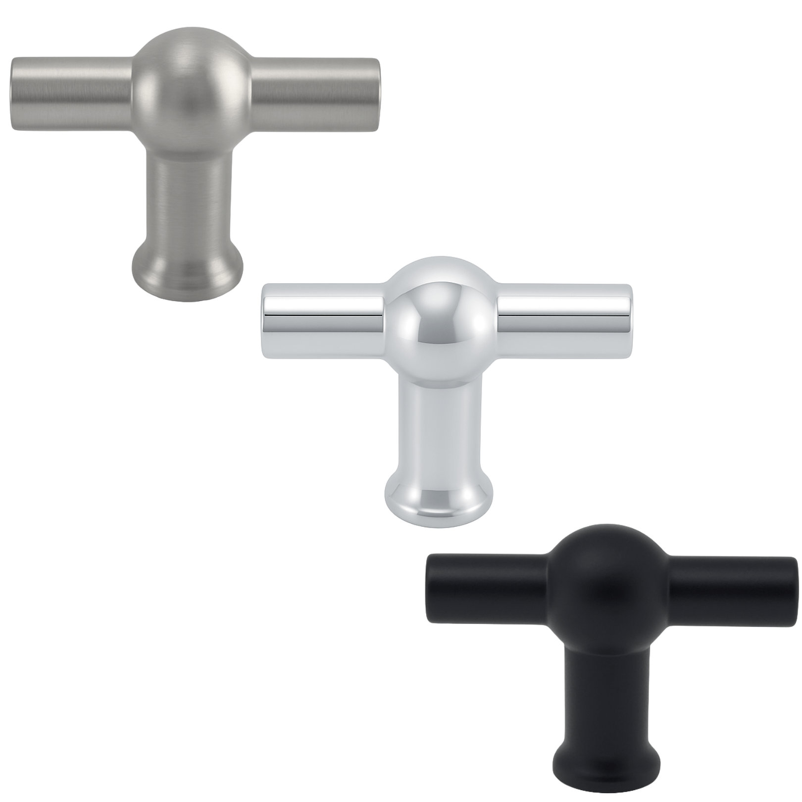 20X Deurknop 48mm Chroom – Kansas T - greep - BY MJM - GMJ54-20