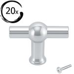 20X Deurknop 48mm Chroom – Kansas T - greep - BY MJM - GMJ54-20