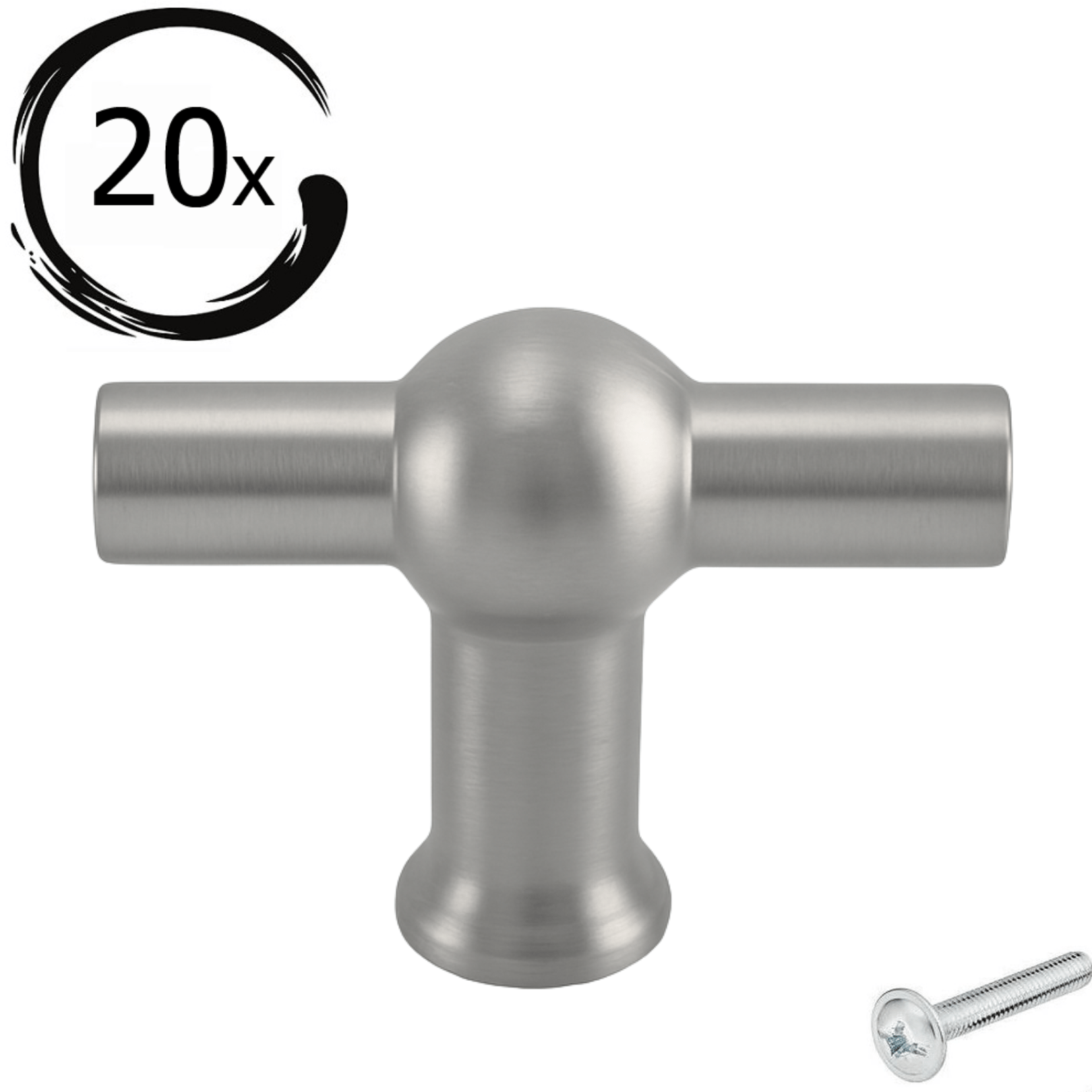 20X Deurknop 48mm RVS – Kansas T - greep - BY MJM - GMJ53-20