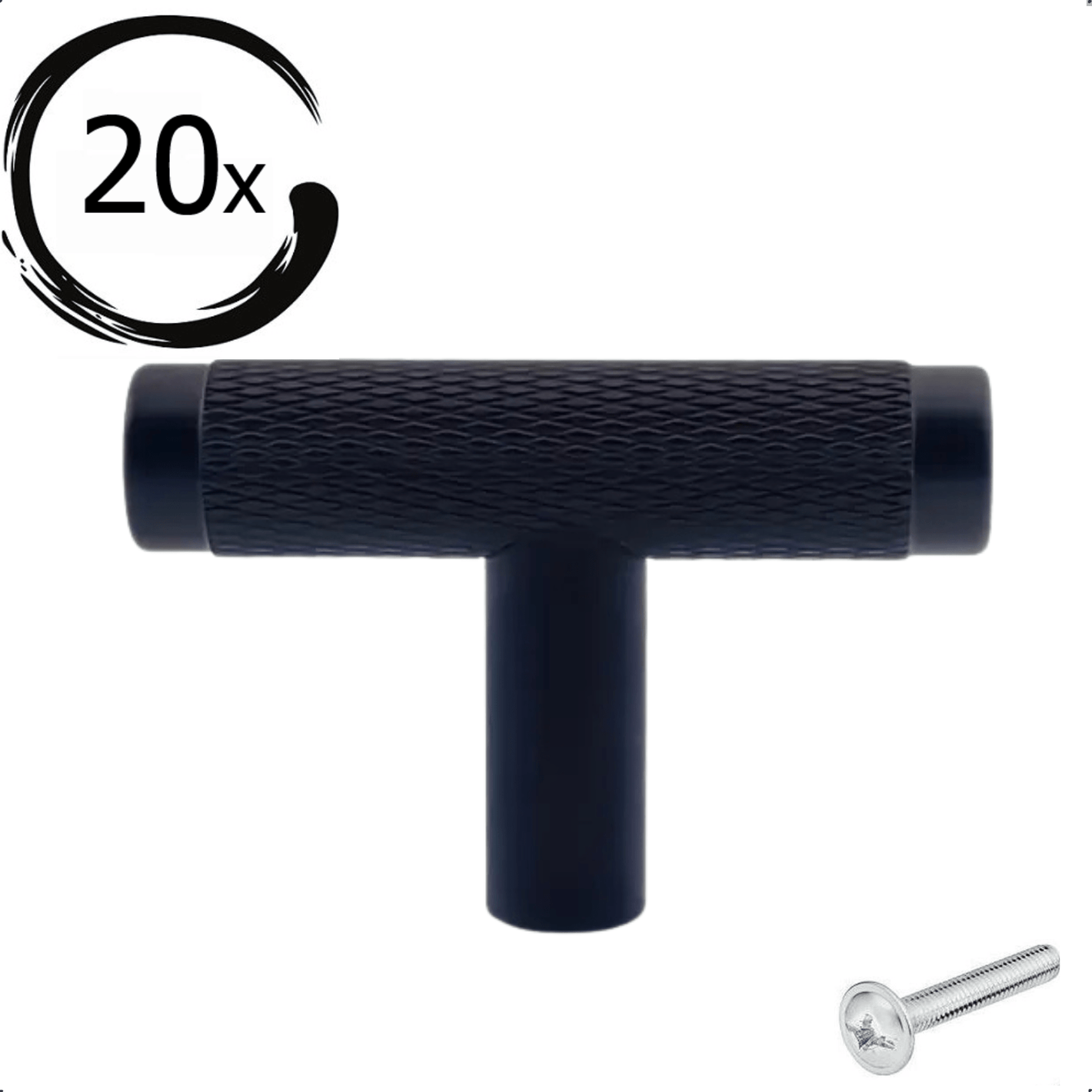 20X Deurknop 50mm Aluminium Zwart – Waco - BY MJM - GMJ101-20