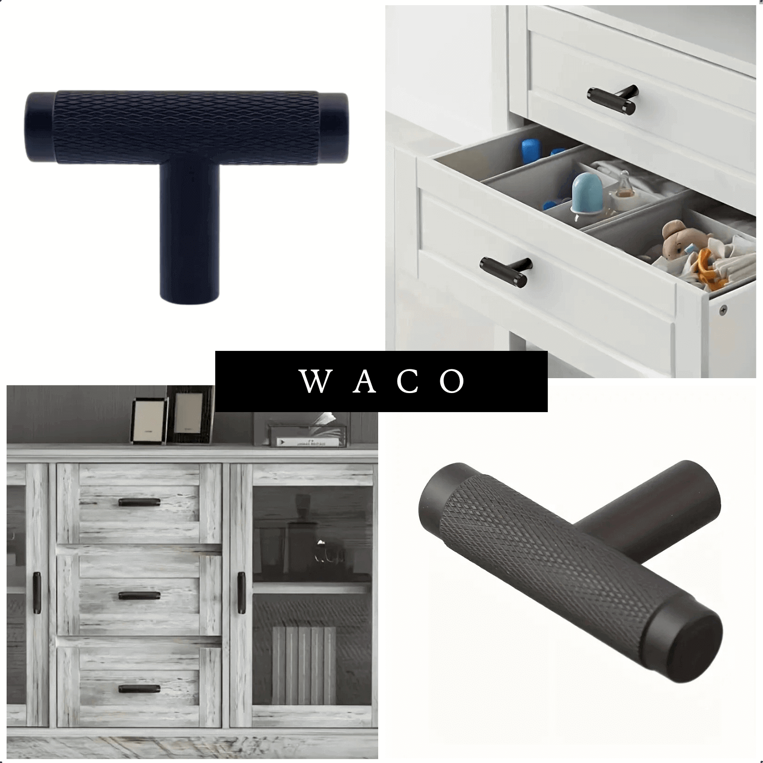 20X Deurknop 50mm Aluminium Zwart – Waco - BY MJM - GMJ101-20