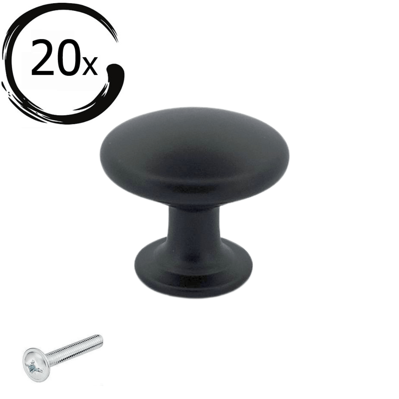 20X Deurknop Macon 27 mm – Aluminium Zwart - BY MJM - GMJ01-20