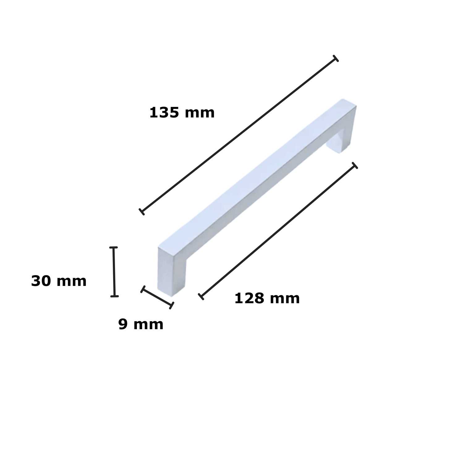 20X Handgreep 128mm Aluminium Wit – Twig - BY MJM - GMJ105-20