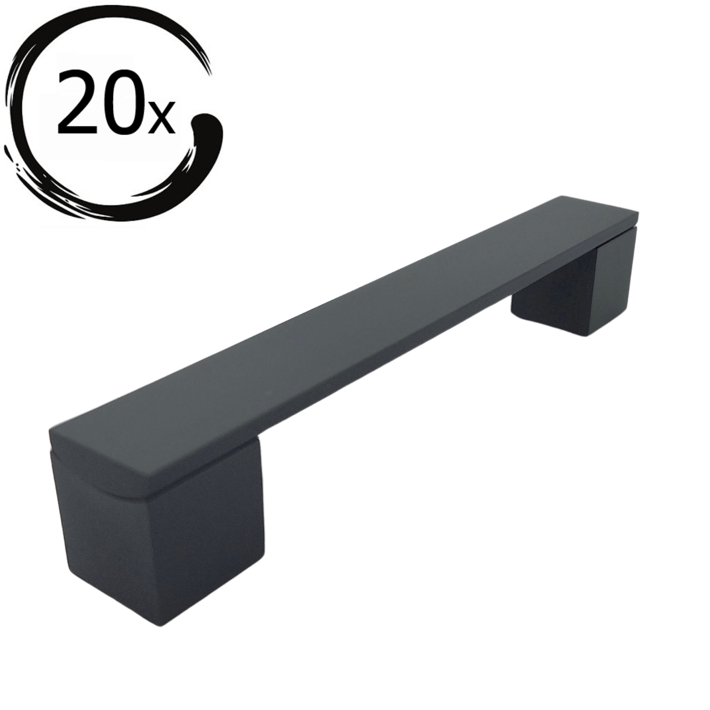20 zwarte aluminium handgrepen Austin 128mm boormaat getoond op witte achtergrond met setaanduiding linksboven