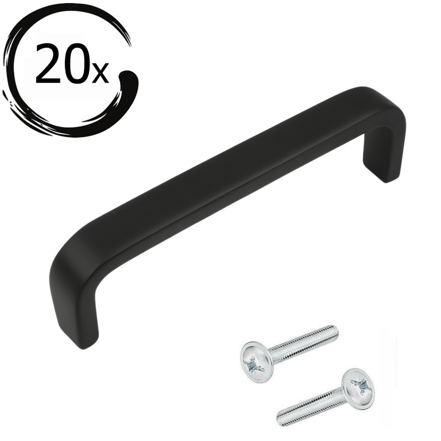 20 stuks handgreep Tampa 128mm mat zwart RVS met 40 bevestigingsschroeven voor keuken en kastmontage