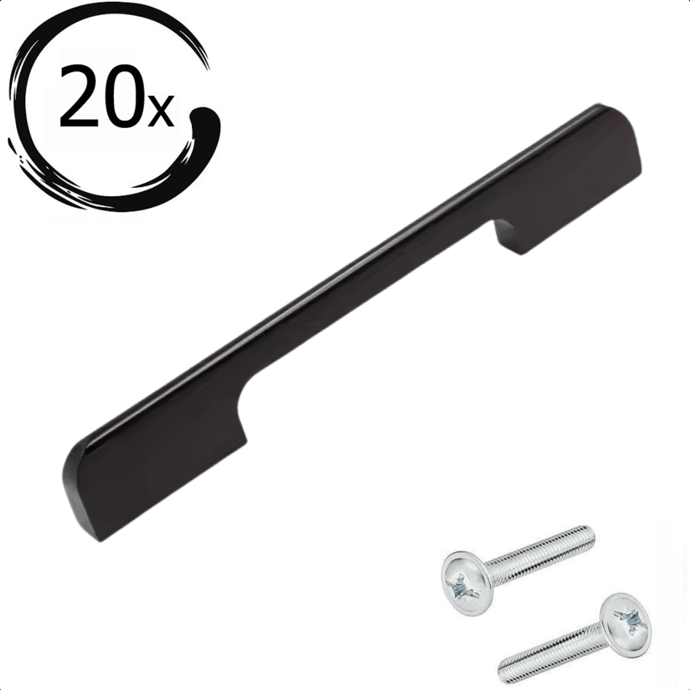 20 handgrepen Seattle aluminium zwart met dubbele boormaat 128mm en 160mm inclusief 40 bevestigingsschroeven