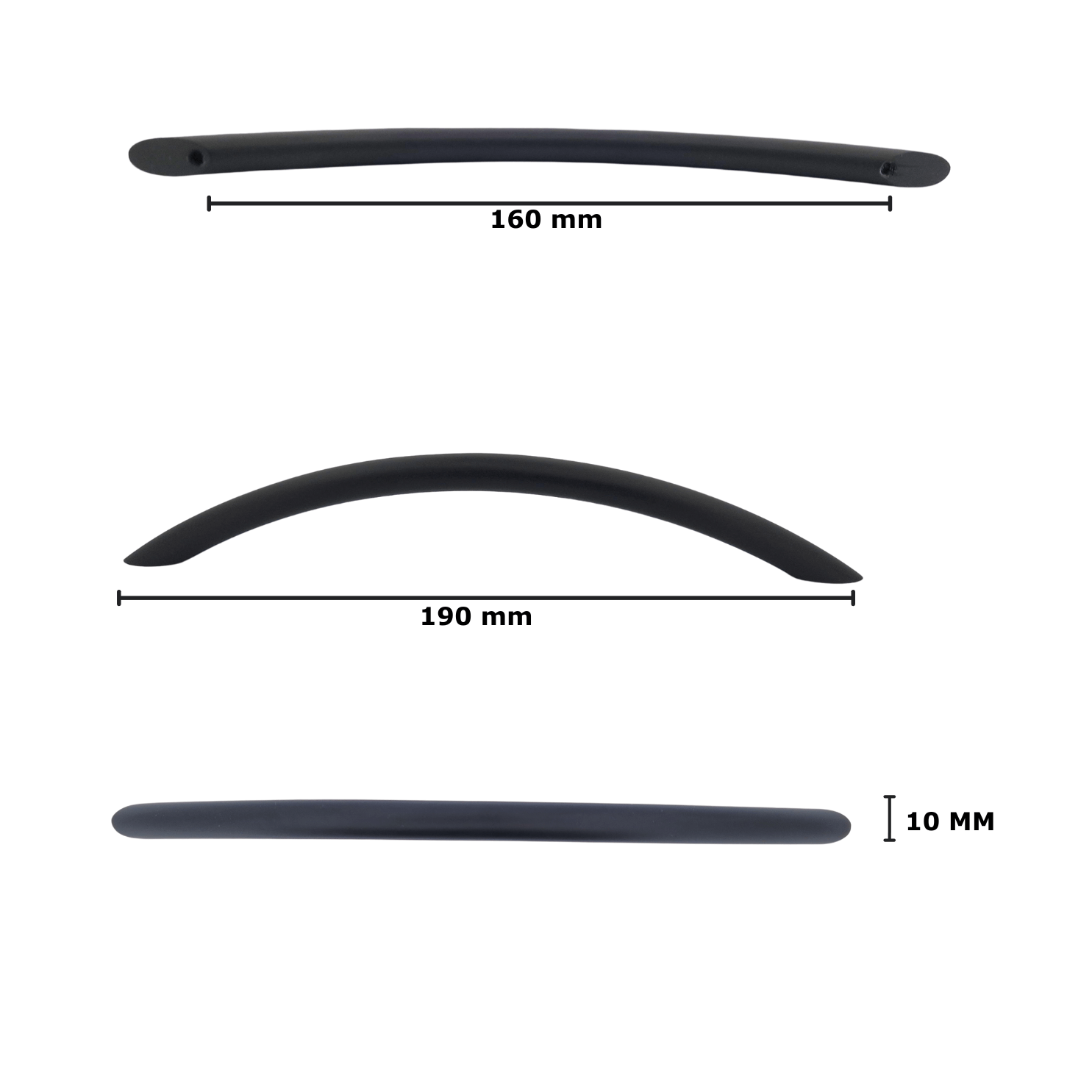 20X Handgreep 160mm Aluminium Zwart – Chicago - BY MJM - GMJ23-20