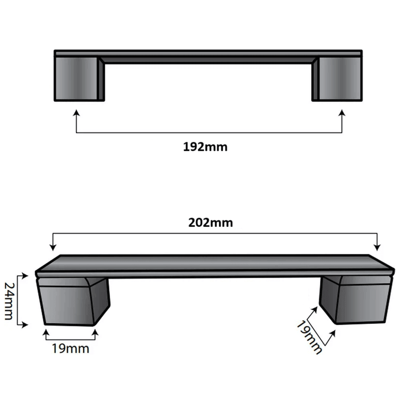 20X Handgreep 192mm Aluminium Zwart – Austin - BY MJM - GMJ75-20