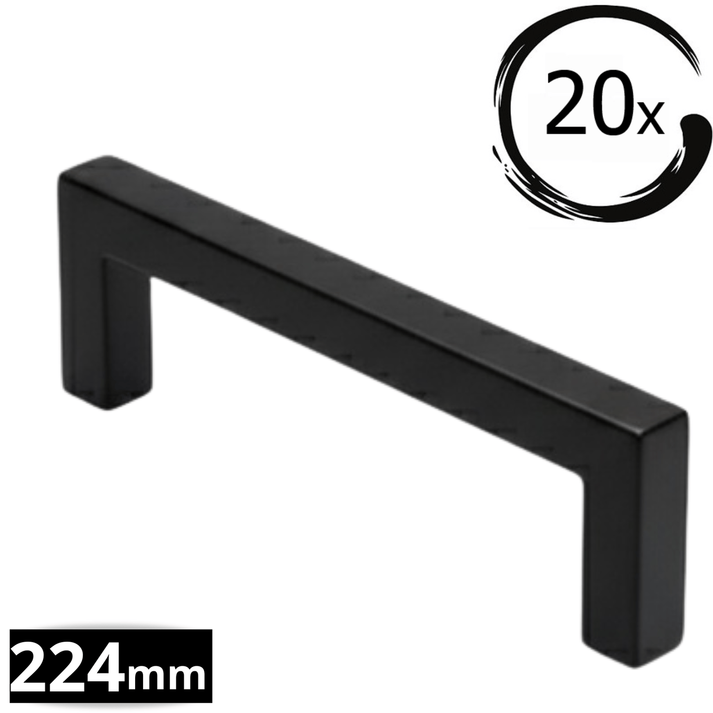 20X Handgreep 224mm RVS Zwart – Dallas - BY MJM - GMJ86-20