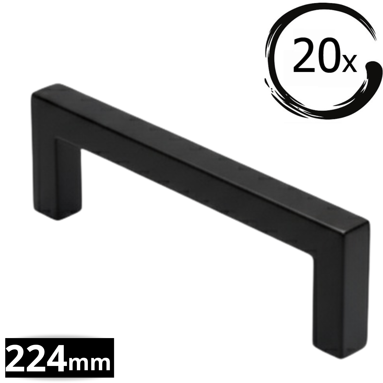 20X Handgreep 224mm RVS Zwart – Dallas - BY MJM - GMJ86-20