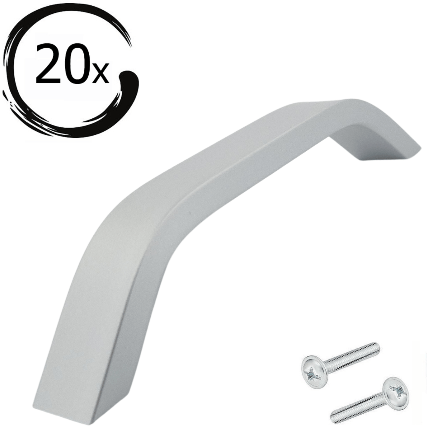 Set van 20 aluminium handgrepen Tulsa 160mm met matte afwerking en bevestigingsschroeven