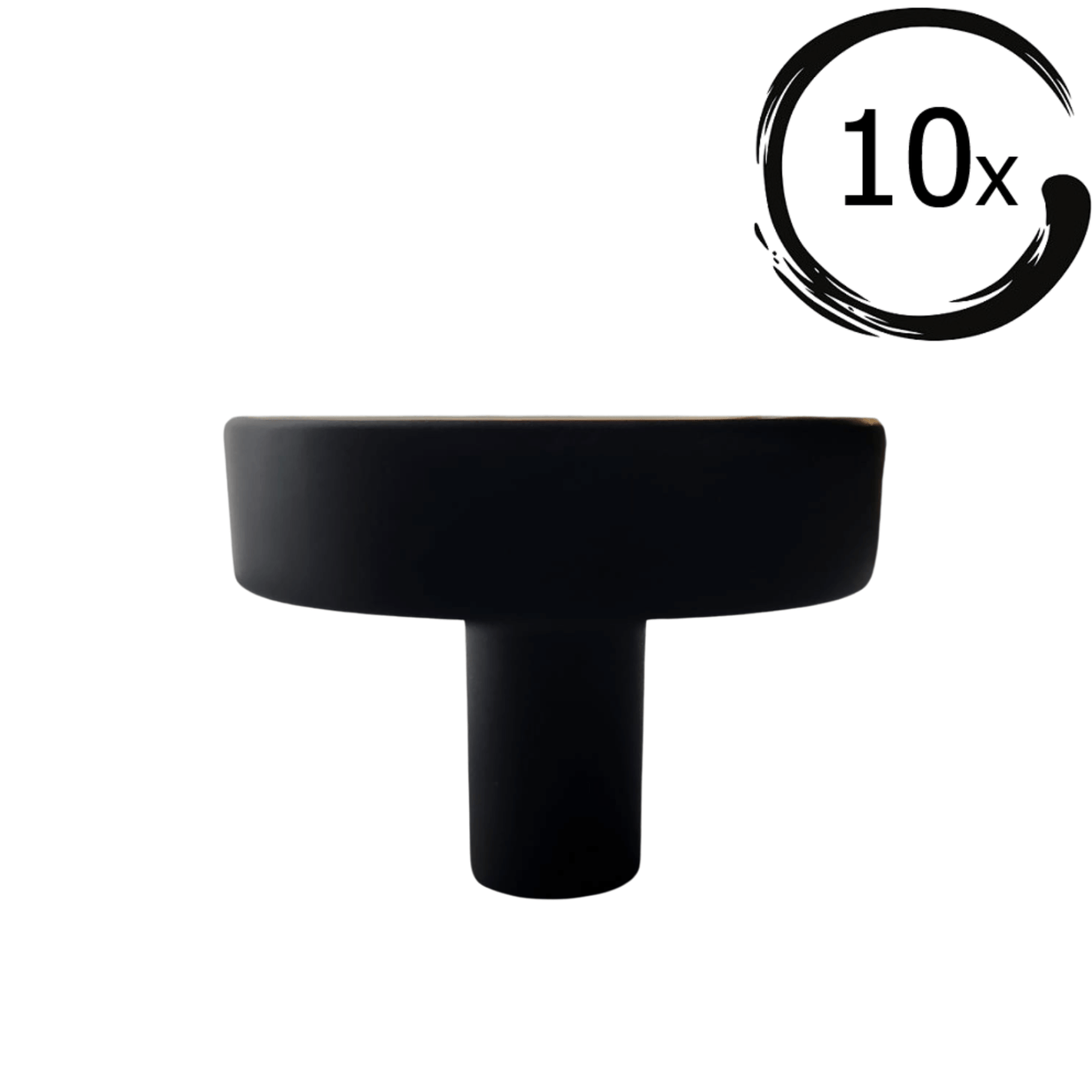 10X Deurknop Circle 40 mm Knop Rond Zwart