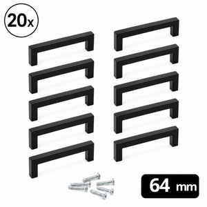 20X Handgreep 64mm RVS Zwart – Dallas