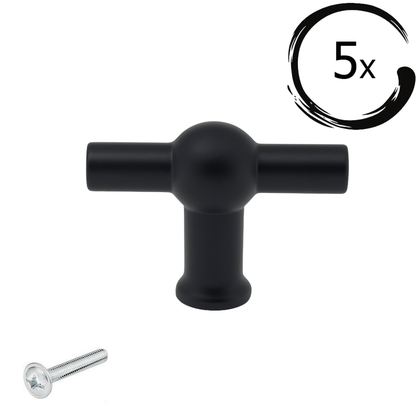 5X Deurknop Kansas 48 mm Zwart