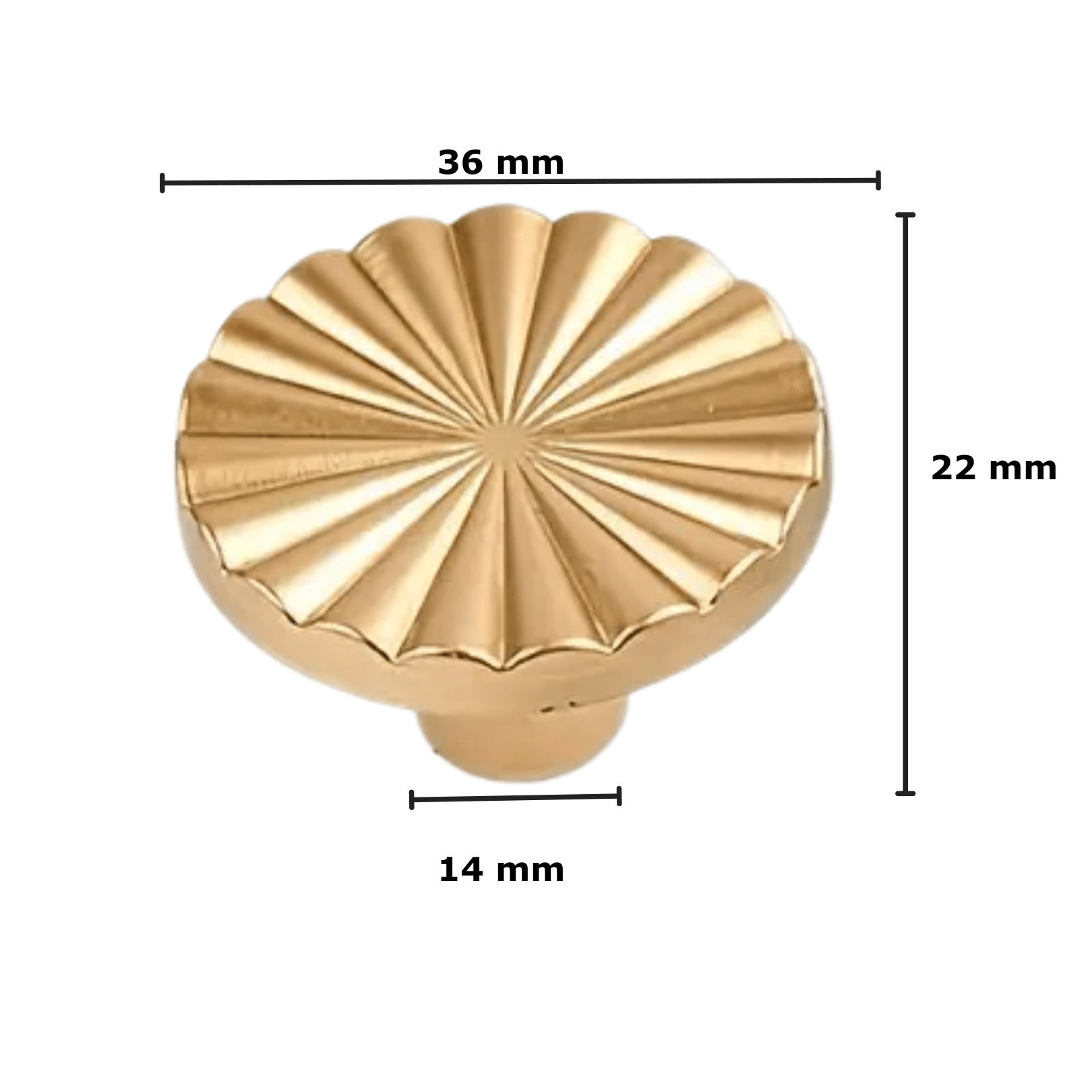 5X Deurknop 35mm Kunststof Goud – Fresno - BY MJM - GMJ97-5